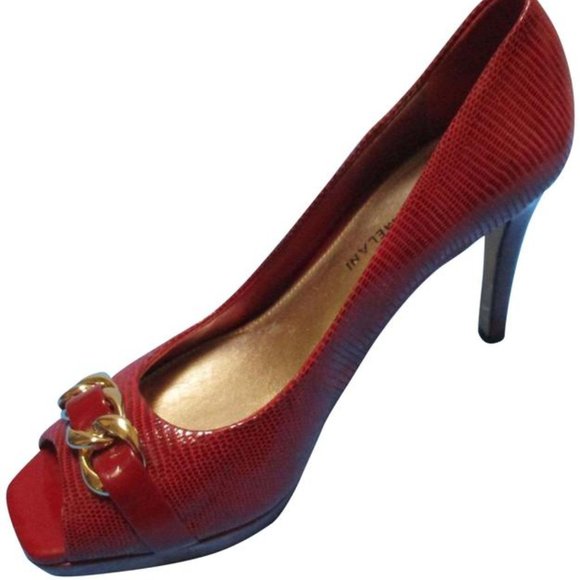 *Antonio Melani Red Patent Scale Pattern Peep Toe - Picture 1 of 9